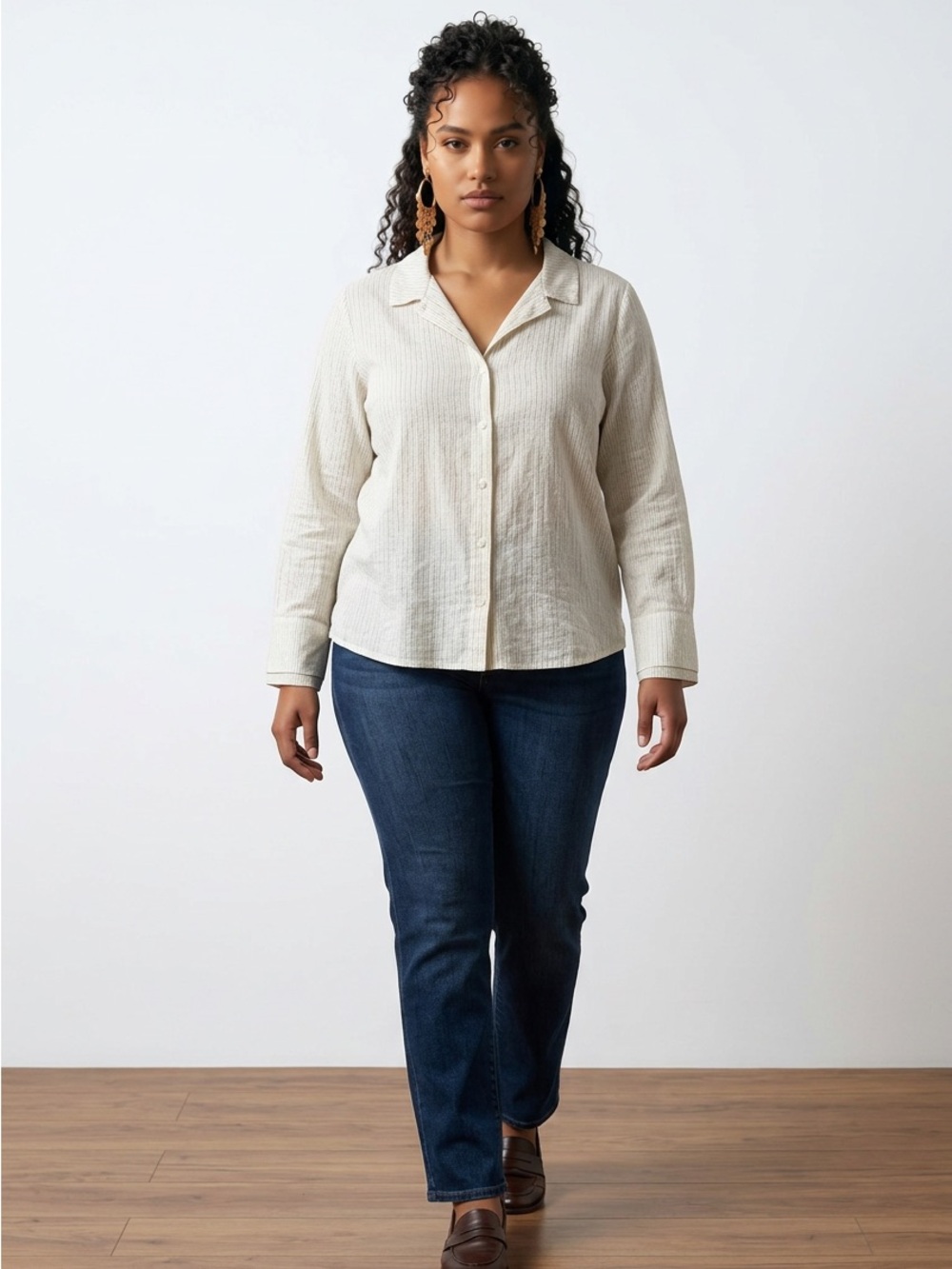 Poetry Cream Button-Up Shirt